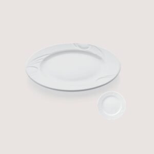 Elegant Embossed White Porcelain Flat Dinner Plate