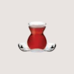 Dantel Traditional Turkish Tea Set - Glass & Saucer Duo