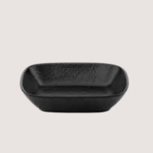Sleek Black Deep Rectangular Dish - Textured Square Serving Bowl